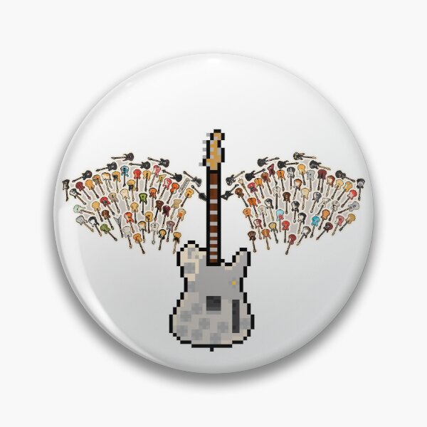 Item preview, Silver Mirrored Pixel Guitar with Angel Wings (SB) designed and sold by gkillerb.