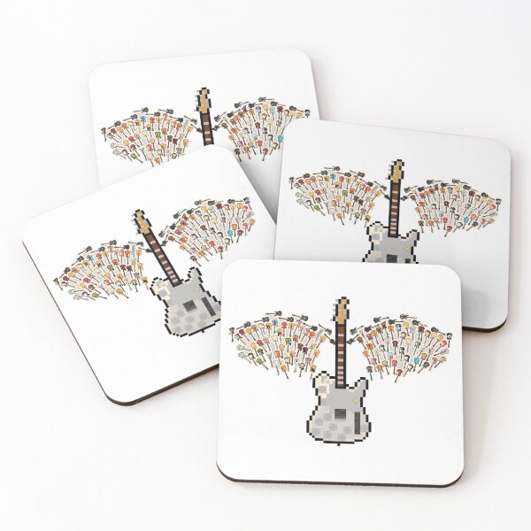 Item preview, Silver Mirrored Pixel Guitar with Angel Wings (SB) designed and sold by gkillerb.