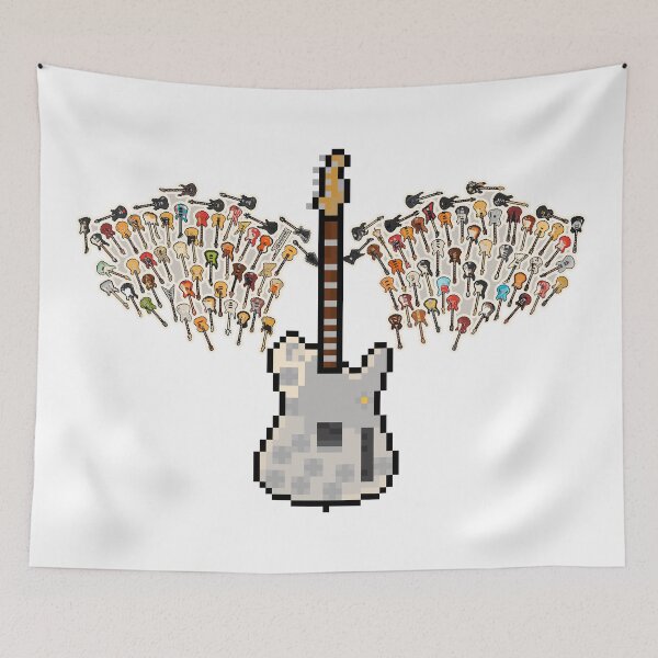 Item preview, Silver Mirrored Pixel Guitar with Angel Wings (SB) designed and sold by gkillerb.