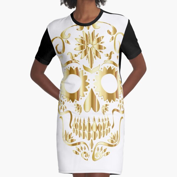 Gold sugar skull Graphic T-Shirt Dress