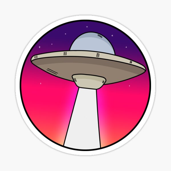 Cute UFO with pink background Sticker