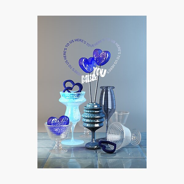 Here’s to Us Royal Blue Glass Valentine Hearts Photographic Print