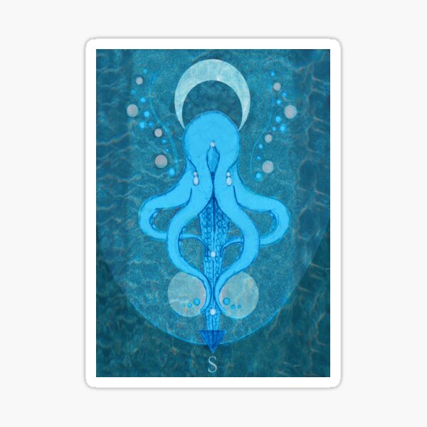 Vista previa del artículo con la obra «Serie de diseño náutico - Pulpo en azul océano», diseñado y vendido por artimisstudio.