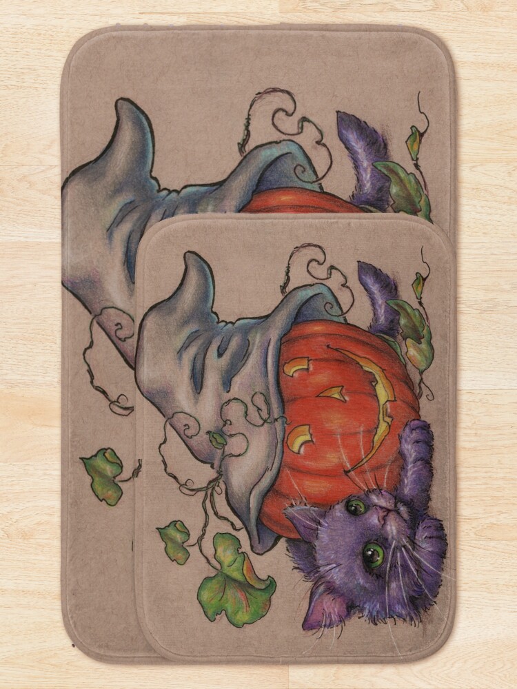 Alternate view of Kitty and Jackolantern Bath Mat
