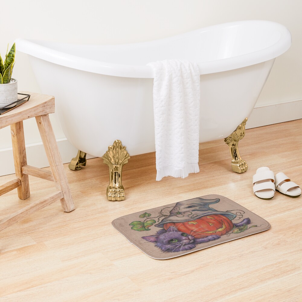 Kitty and Jackolantern Bath Mat