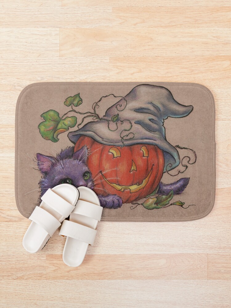 Alternate view of Kitty and Jackolantern Bath Mat