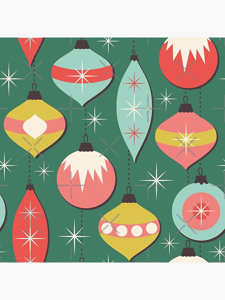 1950s Retro Vintage Christmas Wrapping Paper, Mid Century Modern