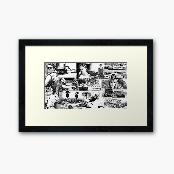 The Fast and the Furious Collage Framed Art Print
