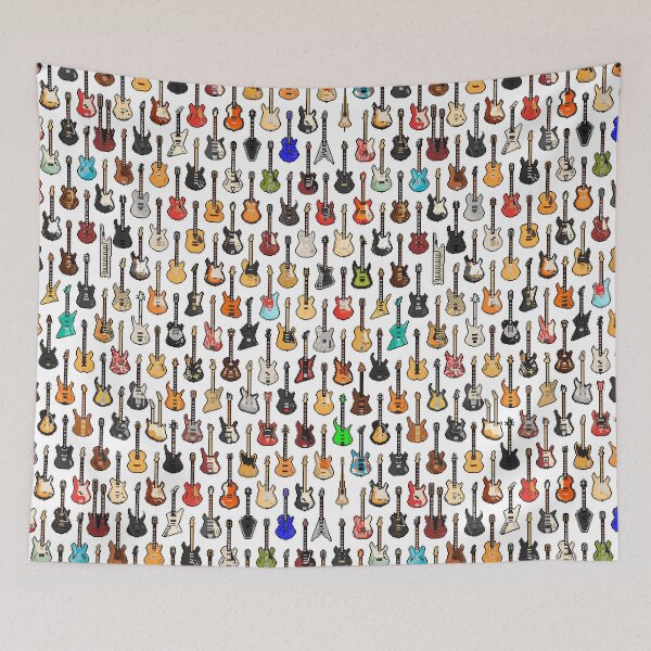Item preview, Over 100 Upright Pixel Guitars Basses and a Keyboard (Dream Guitar Shop Wall) on White designed and sold by gkillerb.