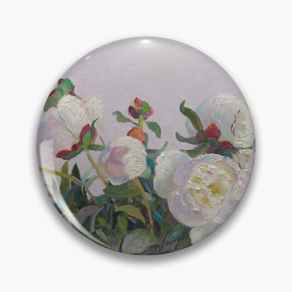 Item preview, white pionies on a pale-voilet background designed and sold by BenRikken.