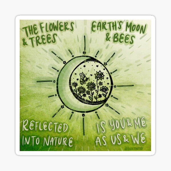 Item preview, Bee and Flowers in Celestial Sun and Moon with Poem designed and sold by soultinted.