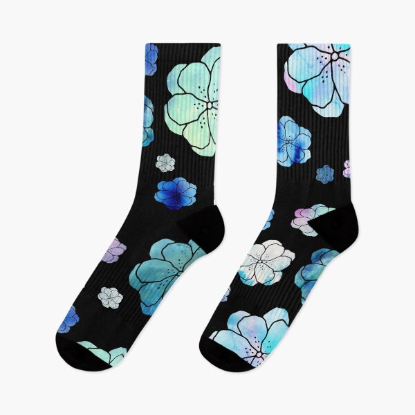 Item preview, Watercolor flowers pattern blue colors with pink shades designed and sold by Aura-E.