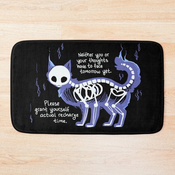 Item preview, "Neither You Or Your Thoughts Have to Face Tomorrow Yet" Skeleton Ghost Cat designed and sold by thelatestkate.