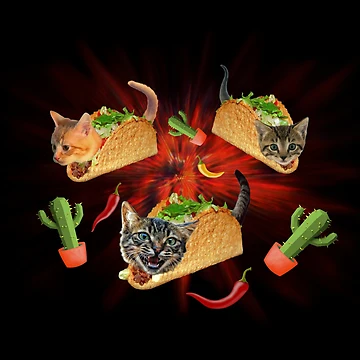 Artwork thumbnail, Exploding Taco Cats by MeowMerch