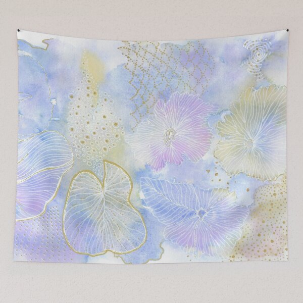 Item preview, Abstract Aesthetic Watercolor in Blue Purple Pink Gold designed and sold by CoconatStudio.