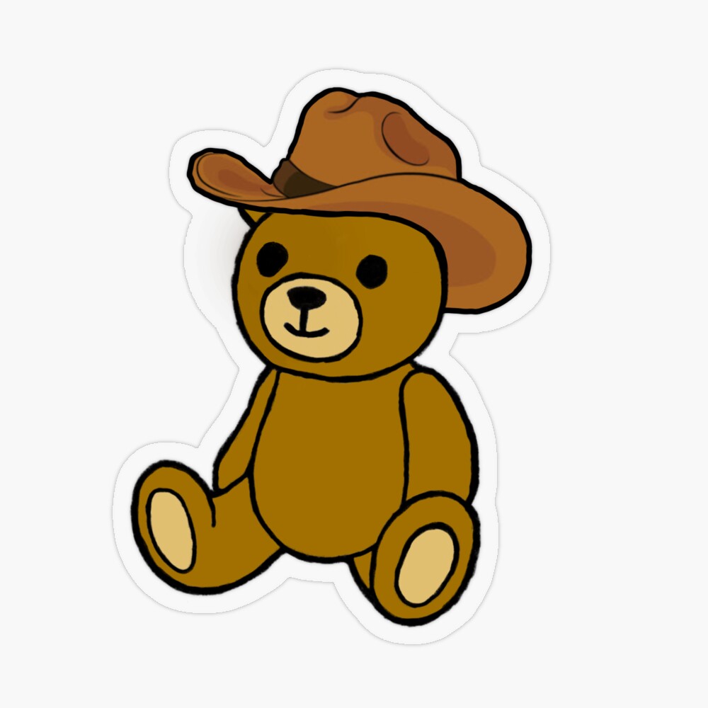 Teddy bear wearing a cowboy hat 