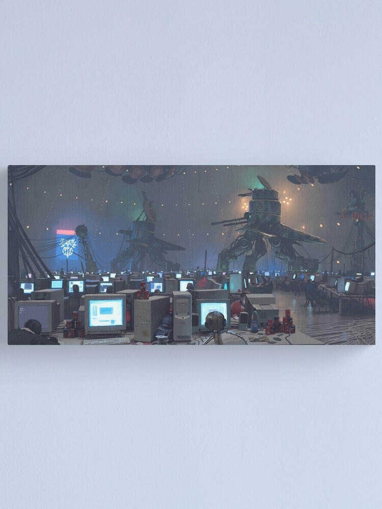 Thumbnail 1 of 3, Canvas Print, We've Got Bandwidth designed and sold by simonstalenhag.