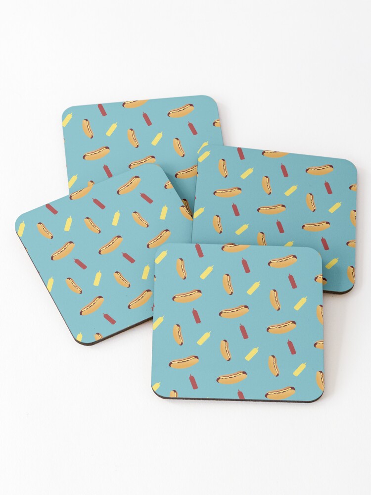 Thumbnail 1 of 5, Coasters (Set of 4), Tumbling Hot Dog Pattern designed and sold by DesignsthatSlap.