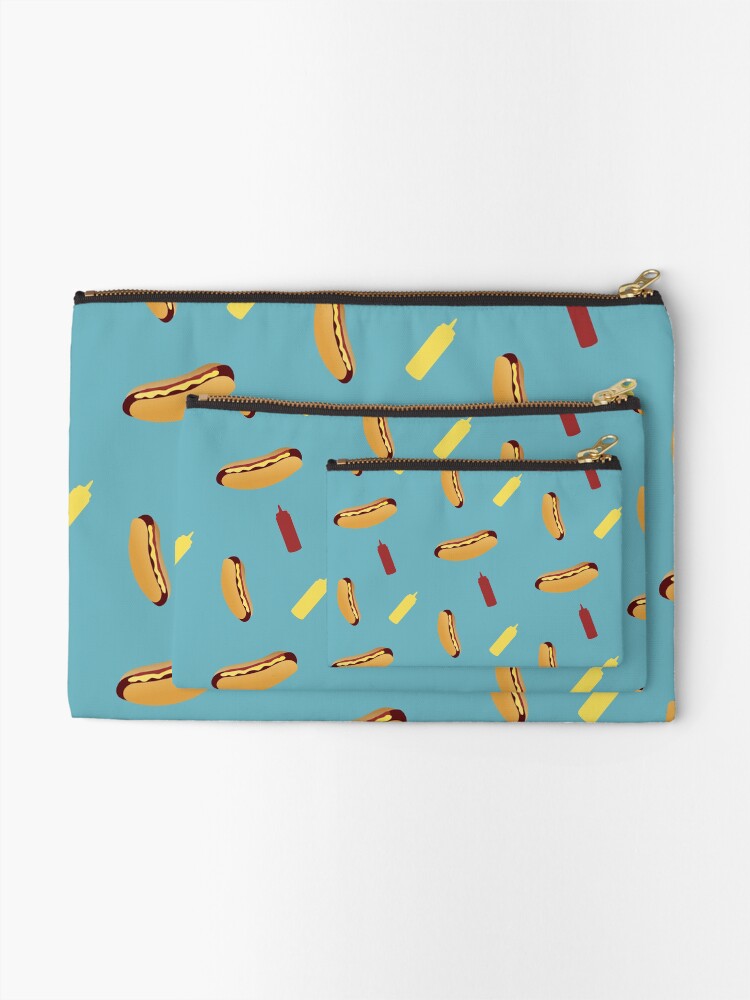 Thumbnail 2 of 4, Zipper Pouch, Tumbling Hot Dog Pattern designed and sold by DesignsthatSlap.