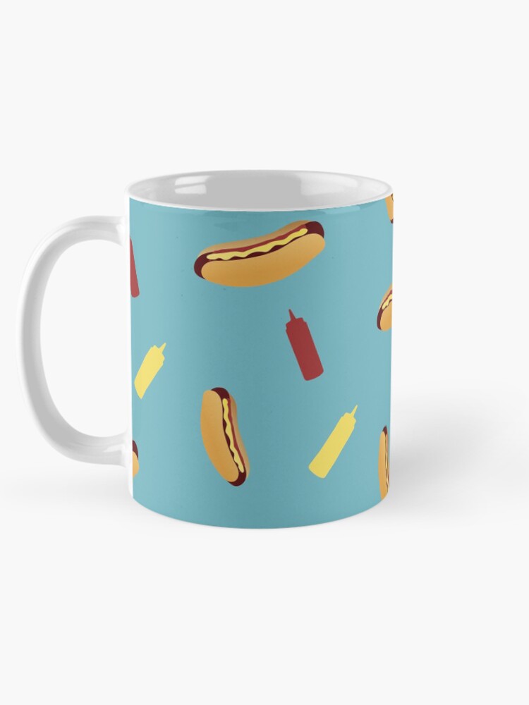 Thumbnail 5 of 6, Coffee Mug, Tumbling Hot Dog Pattern designed and sold by DesignsthatSlap.