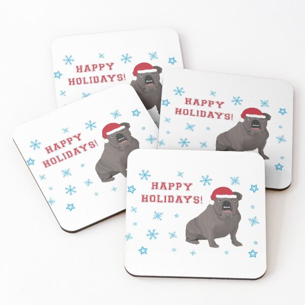 Item preview, Happy Holidays Gray Bulldog designed and sold by cmd-art.