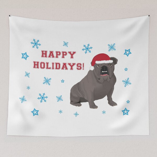 Item preview, Happy Holidays Gray Bulldog designed and sold by cmd-art.