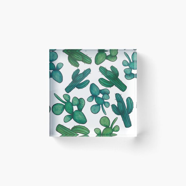 Item preview, Green Blue Watercolour Saguaro and Opuntia Cactus Pattern designed and sold by marta-maria.