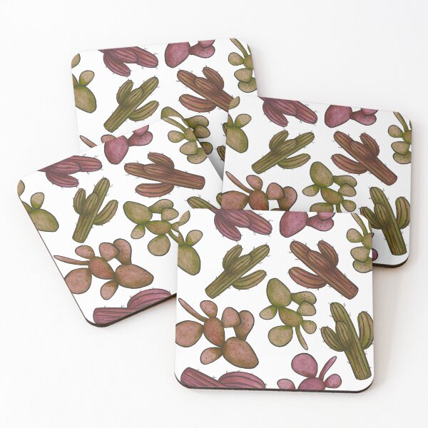 Item preview, Red Orange Watercolour Saguaro and Opuntia Cactus Pattern designed and sold by marta-maria.