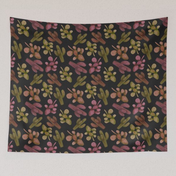 Item preview, Red Orange Watercolour Saguaro and Opuntia Cactus Pattern designed and sold by marta-maria.