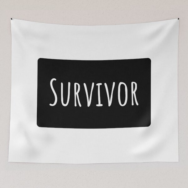 Item preview, Survivor Text Typography Landscape Black Rectangle designed and sold by leomooncreates.