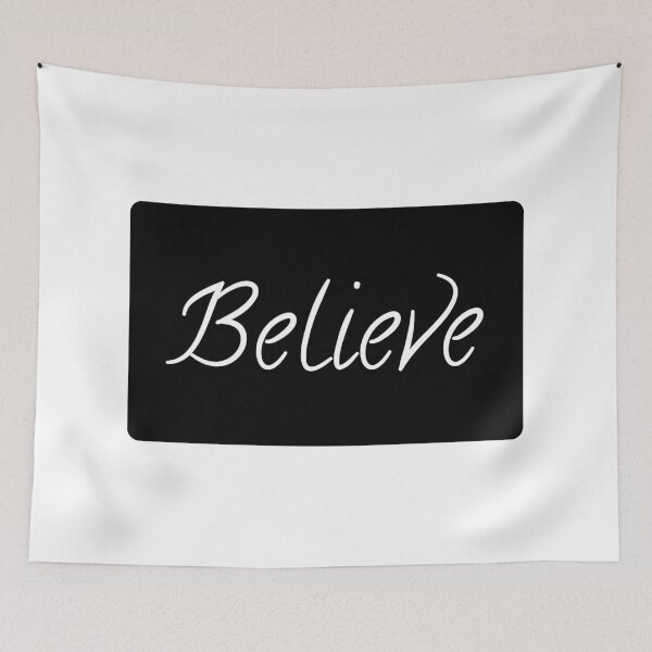 Item preview, Believe Text Typography Landscape Black Rectangle designed and sold by leomooncreates.