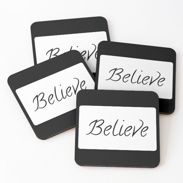 Item preview, Believe Text Typography Landscape White Rectangle designed and sold by leomooncreates.