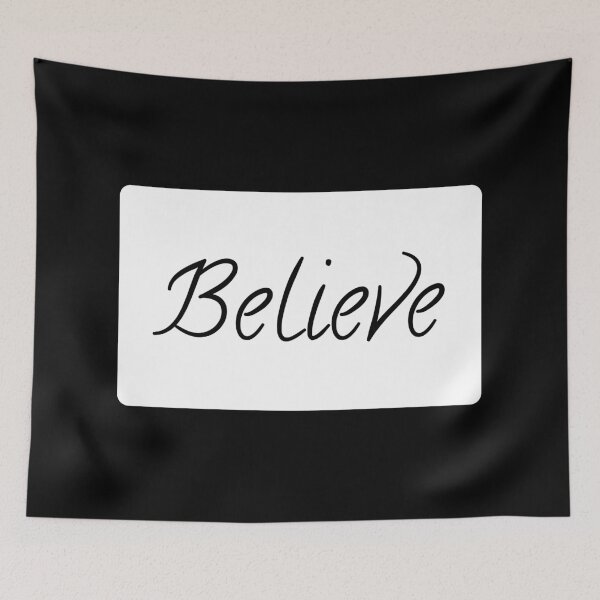 Item preview, Believe Text Typography Landscape White Rectangle designed and sold by leomooncreates.