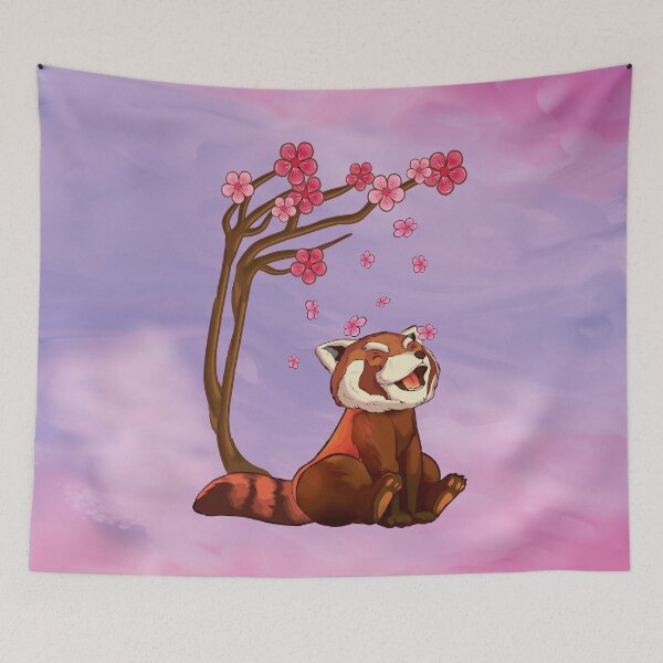 Item preview, Red Panda Bear & Cherry Blossom Art designed and sold by MrEddie10.