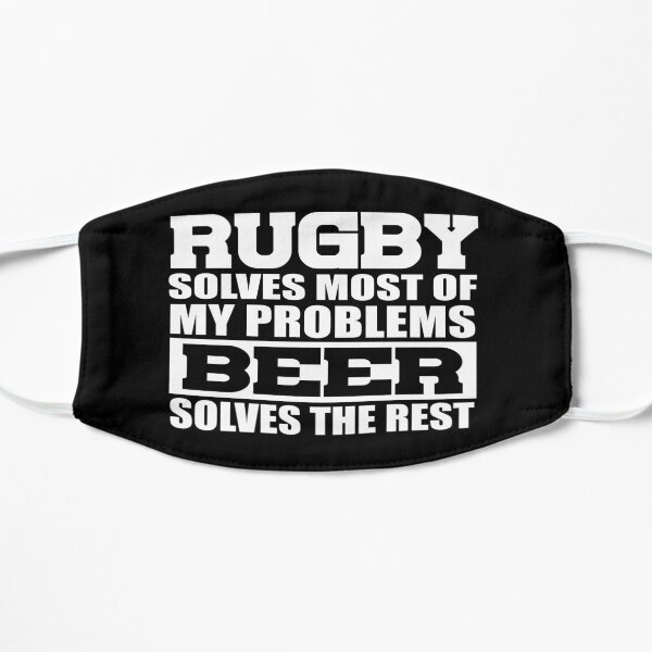 El rugby resuelve la mayoría de mis problemas: humor divertido del rugby Mascarilla plana