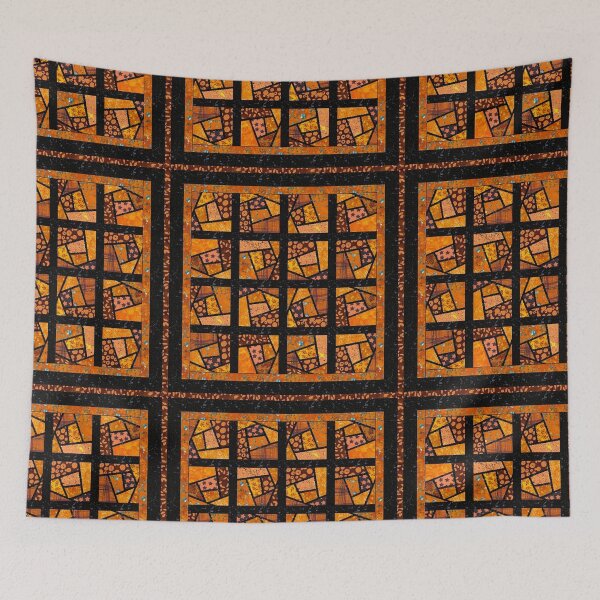Item preview, Abstract stained glass mosaic quilted pattern  designed and sold by baligaia.
