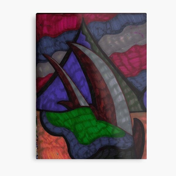 Thorny Mountainscape Sharpie Art Metal Print