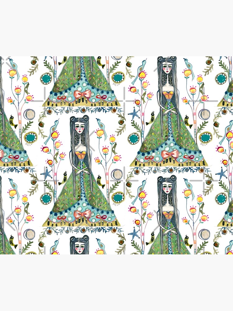 Long Hair Queen Mary of Scots portrait, Royal Woman, Floral background by meloearth