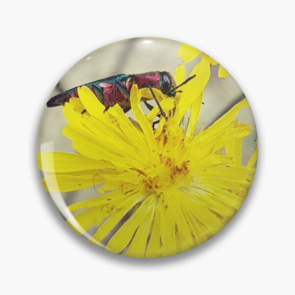 Item preview, Colorful insect on yellow dandelion flower designed and sold by NatureNature.