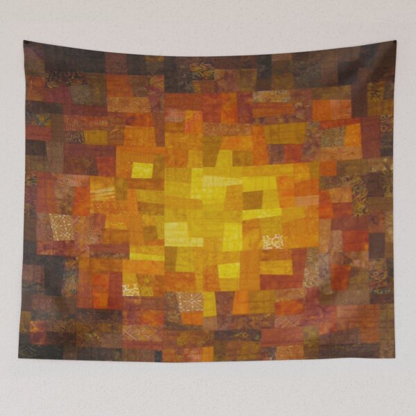 Item preview, Abstract stained glass sun mosaic quilted pattern  designed and sold by baligaia.