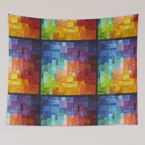Item preview, Rainbow tie dye patchwork quilted stained glass batik sarong  designed and sold by baligaia.