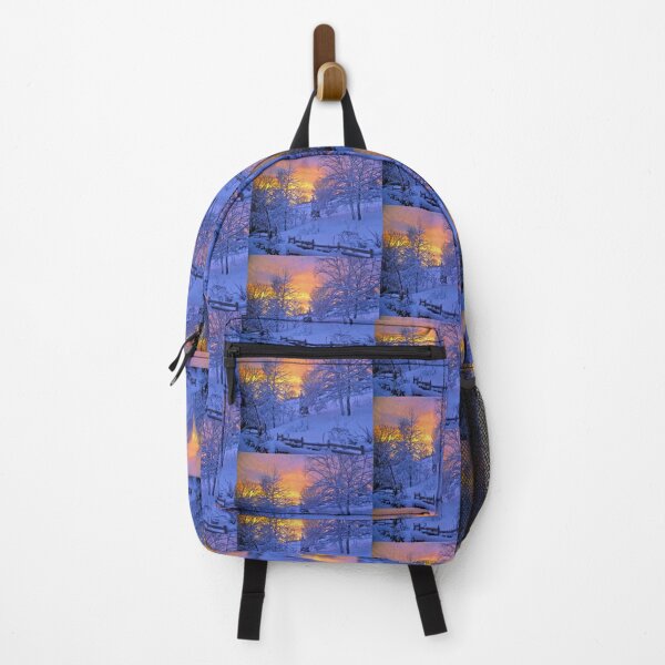 Item preview, Sunset, winter, trees, nature, landscape, sunrise, sun, blue, explore, snow, mountains, ski, designed and sold by prteacool.