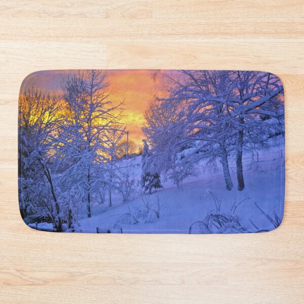 Item preview, Sunset, winter, trees, nature, landscape, sunrise, sun, blue, explore, snow, mountains, ski, designed and sold by prteacool.