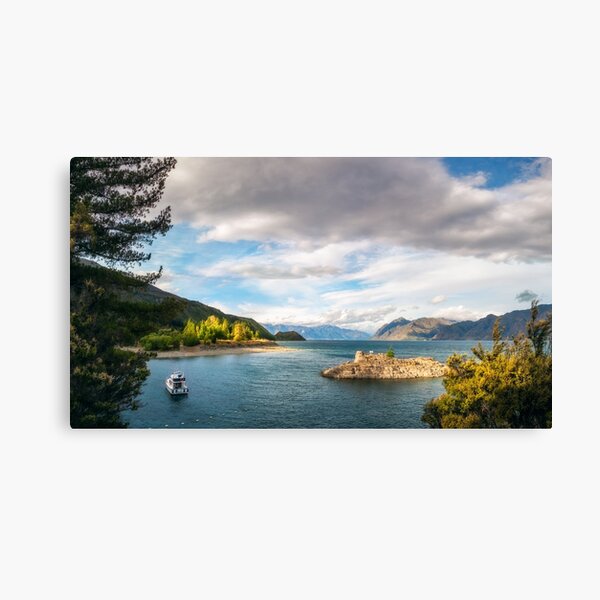 Item preview, Golden hour panorama on the shore of Lake Hawea in New Zealand designed and sold by Danielasphotos.
