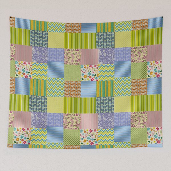 Item preview, Pastel palette patchwork quilted comfort baby blanket  designed and sold by baligaia.