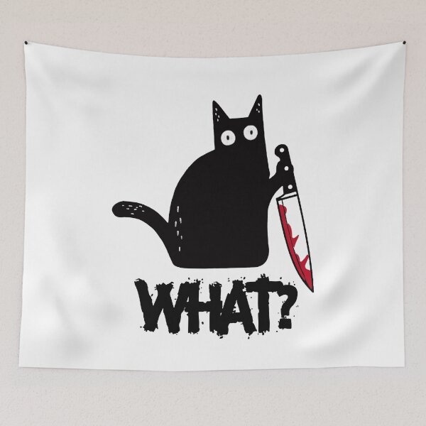 Item preview, Cat What? Black Cat Knife Scary Horror Stories Halloween designed and sold by aubb7.