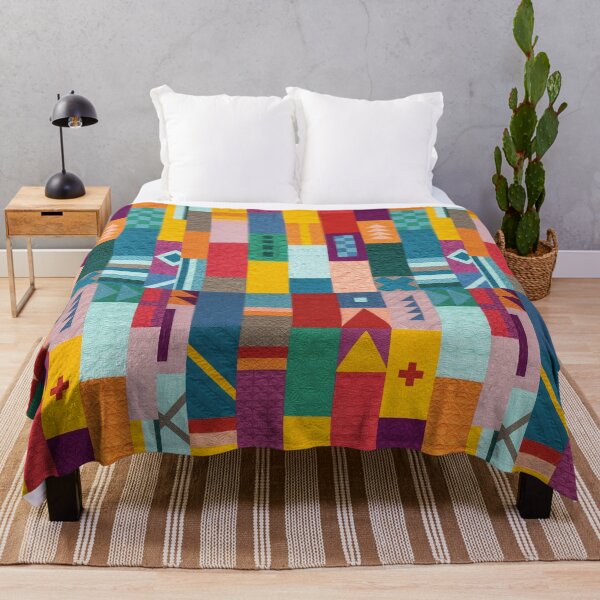 Item preview, Quilted patchwork ethic pattern boho blanket  designed and sold by baligaia.