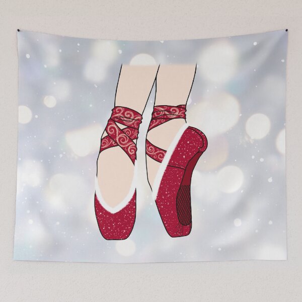 Item preview, Christmas Red Pointe Ballet Shoes designed and sold by theBlueKazoo.