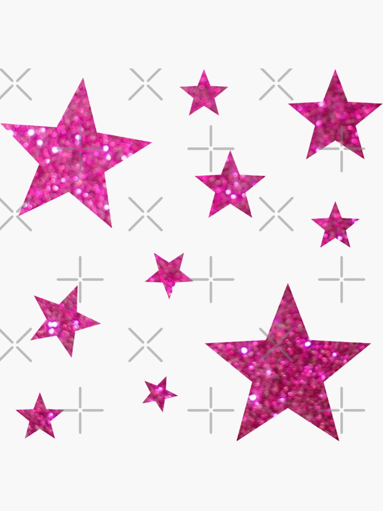 Hot Pink Faux Glitter Stars Sticker For Sale By Felicity K Redbubble