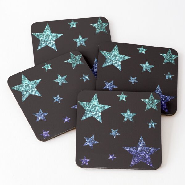 Item preview, Teal Dark Blue Ombre Faux Glitter Stars designed and sold by Felicity-K.